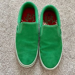 GUC Green suede Vans slip-ones